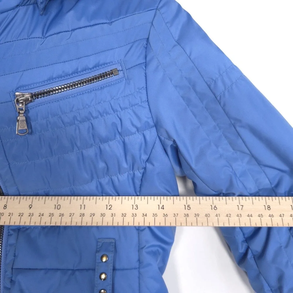 POIVRE BLANC Kids Girls 8 Ski‎ Jacket Blue Fur Hood Insulated Zip Winter Coat